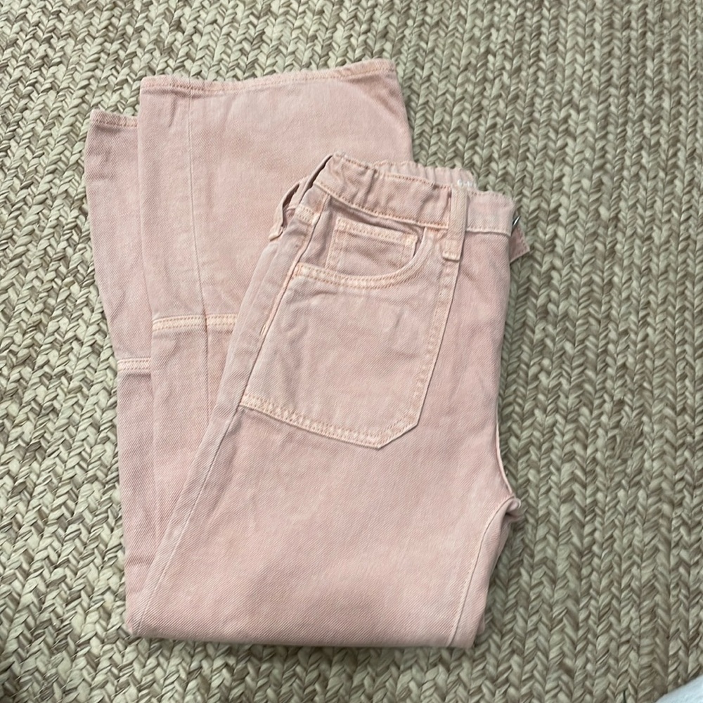 Old Navy girls, high-rise, baggy, wide leg pink jeans